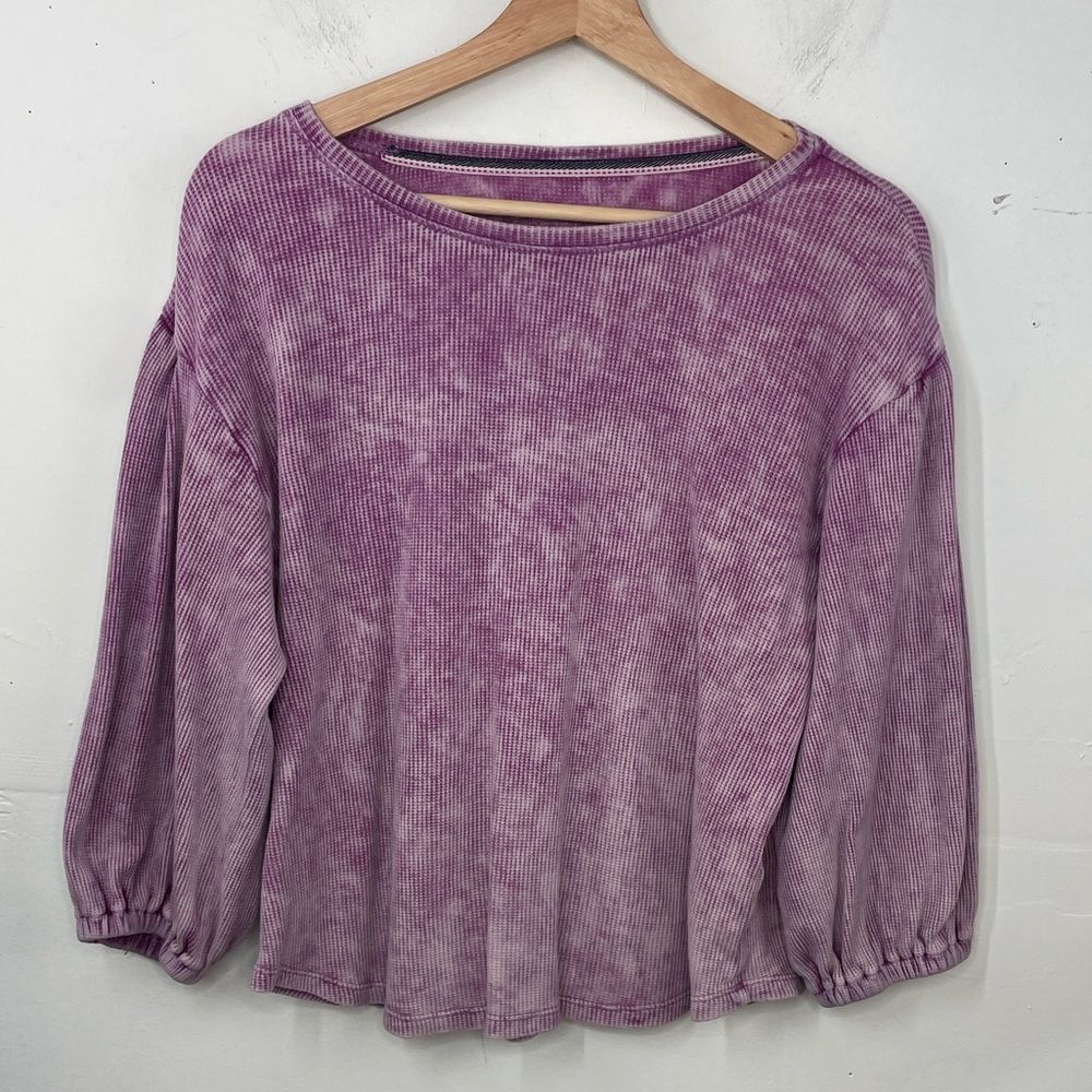 Pilcro Anthropologie Washed Waffle Thermal Sweatshirt size XS Lavender